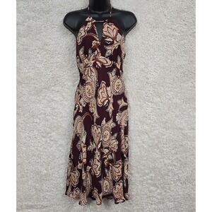 Ann‎ Taylor LOFT Womens Silk Halter Dress Size 4 Paisley Boho Resort Summer